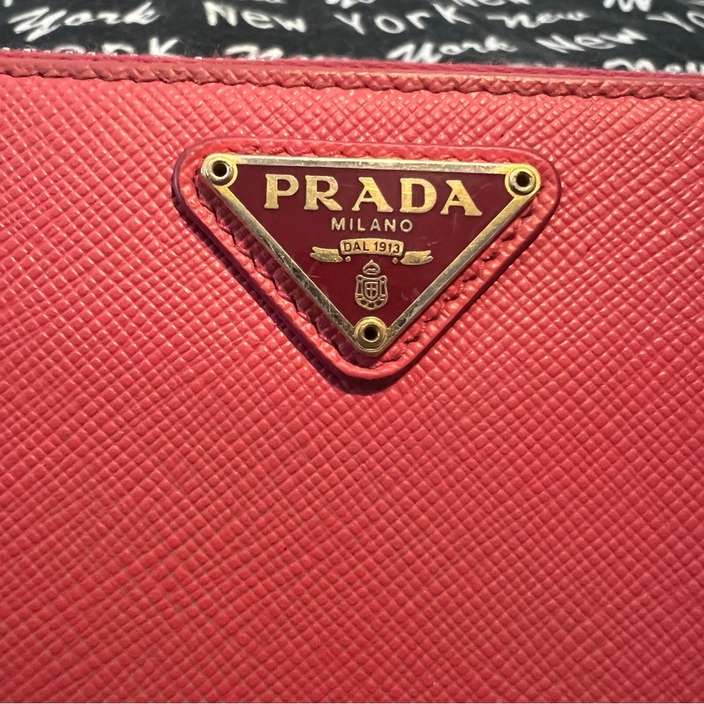 Pink Prada Saffiano leather full zip around wallet - Picture 2 of 11
